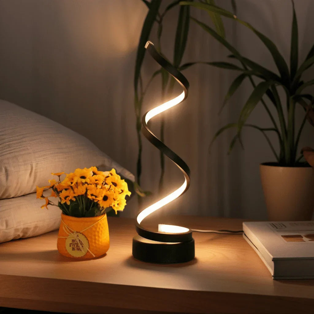 SpiralLight LED Table Lamp With Dimmable Lighting and Touch Control | Bowlift