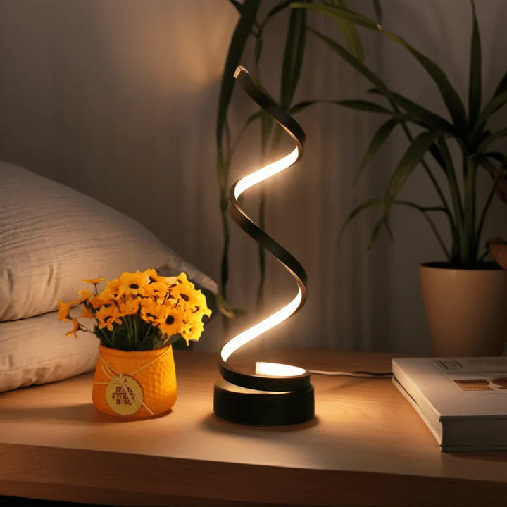 SpiralLight LED Table Lamp With Dimmable Lighting and Touch Control | Bowlift