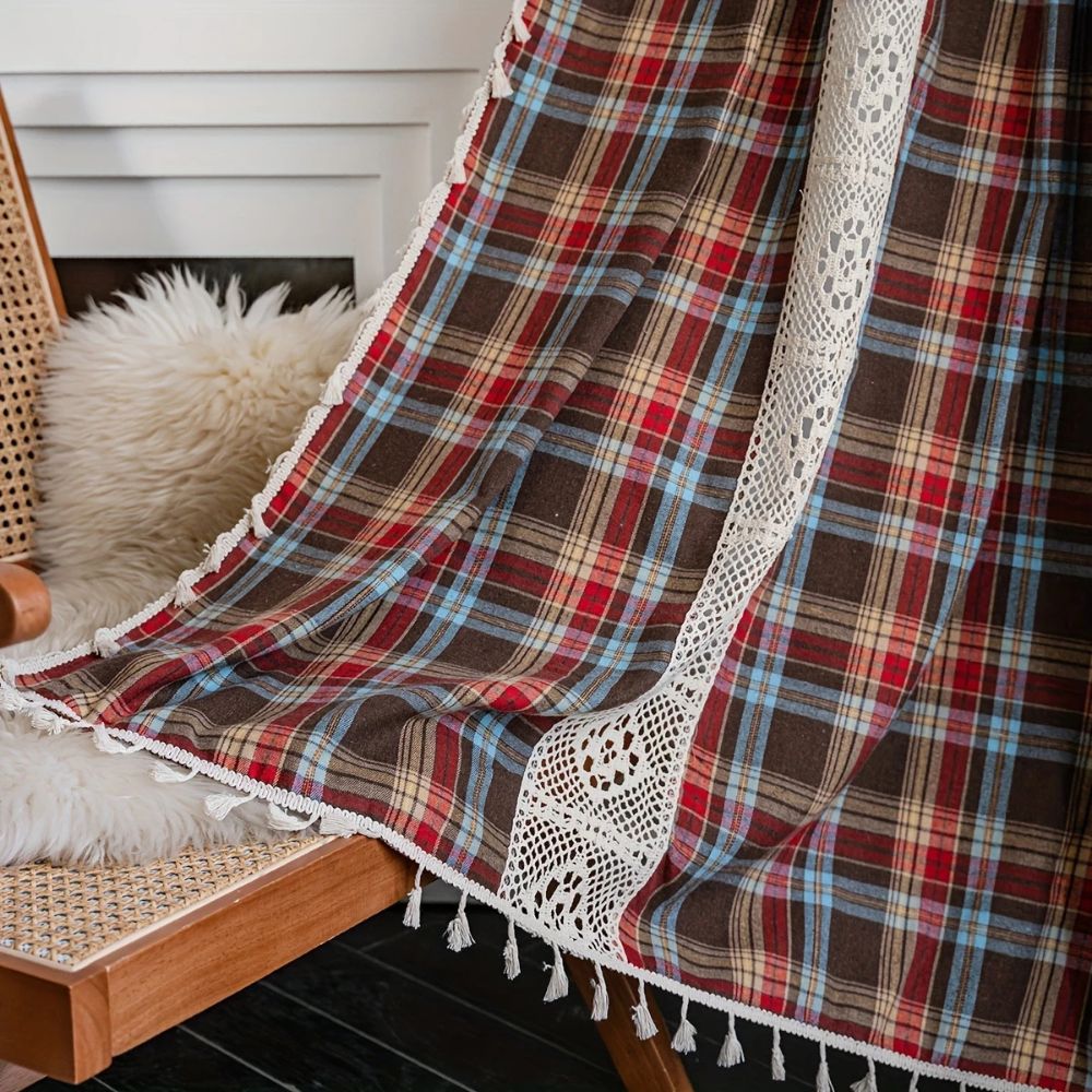 BowLift | Tartan Crochet Lace Tassel Curtain