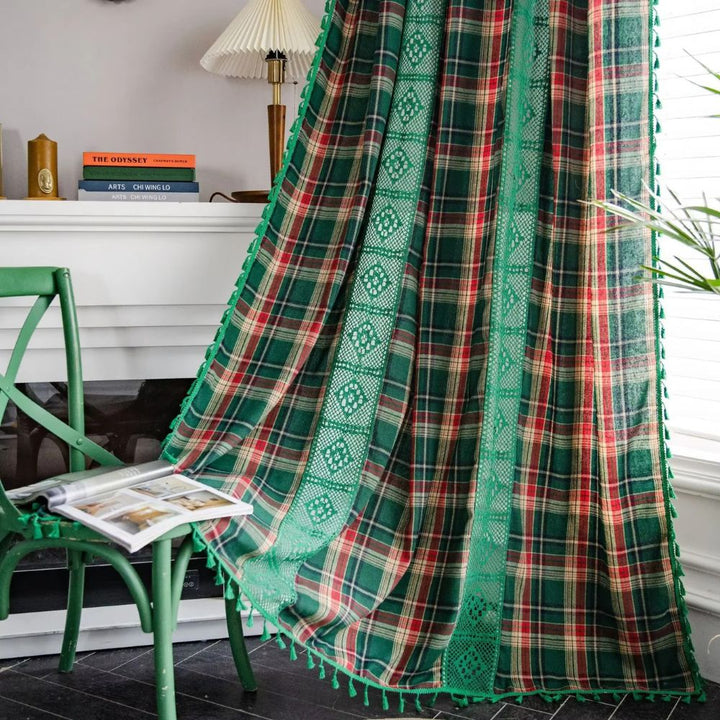 BowLift | Tartan Crochet Lace Tassel Curtain