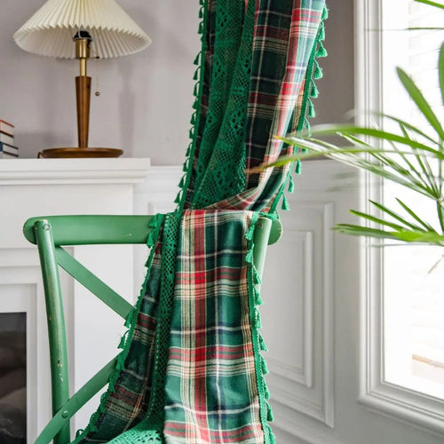 BowLift | Tartan Crochet Lace Tassel Curtain
