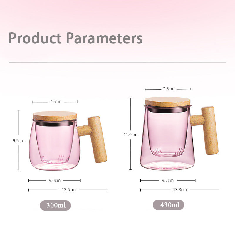 BowLift | High-Grade Glass Teacup For Women, Office Tea Cup, Tea And Water Separation Flower Teacup Fairy Cup