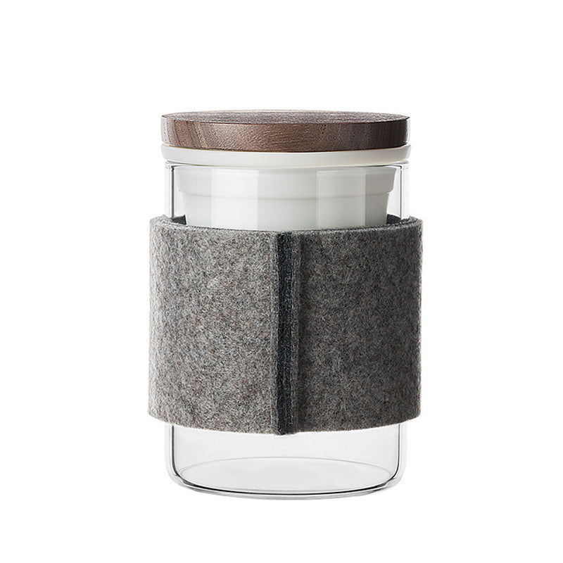 BowLift | High Borosilicate Glass Tea Cup, Tea And Water Separation Filter Tea Cup, Tea Cup, Felt Cup Sleeve Insulation Tea Cup