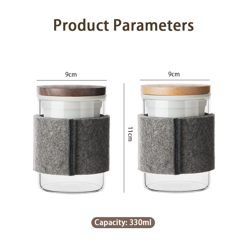 BowLift | High Borosilicate Glass Tea Cup, Tea And Water Separation Filter Tea Cup, Tea Cup, Felt Cup Sleeve Insulation Tea Cup
