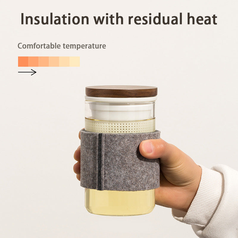 BowLift | High Borosilicate Glass Tea Cup, Tea And Water Separation Filter Tea Cup, Tea Cup, Felt Cup Sleeve Insulation Tea Cup