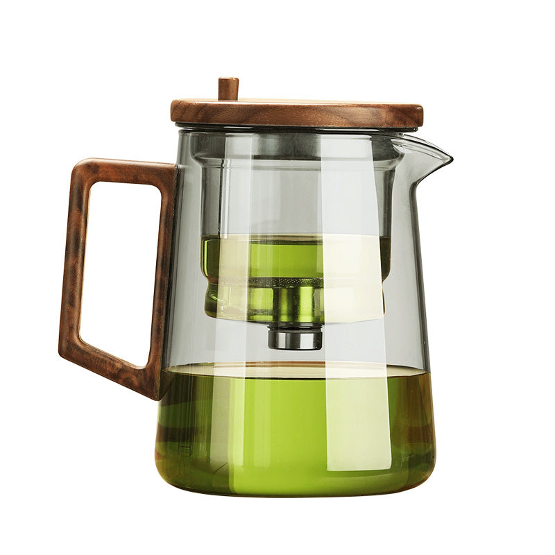 BowLift | Large Capacity Glass Teapot, Household High Temperature Resistant Walnut Tea And Water Separation Teapot