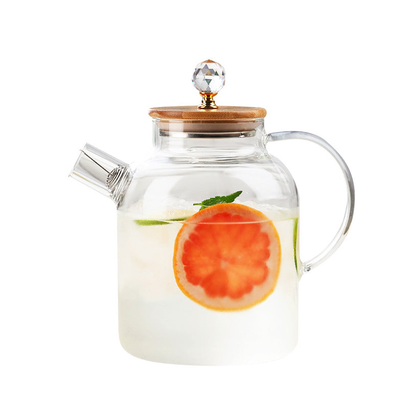 BowLift | Heat-Resistant High Borosilicate Glass Teapot, Large Capacity Glass Bamboo Lid Teapot, Multi-Purpose Teapot