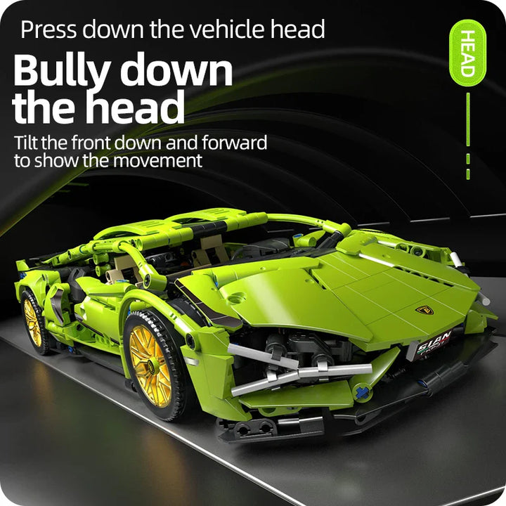 BowLift | Racing Supercar Building Blocks | 1280 Pieces, Wireless Control & Realistic 1:14 Scale Model for Kids and Adults
