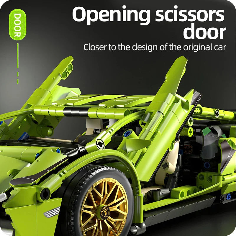 BowLift | Racing Supercar Building Blocks | 1280 Pieces, Wireless Control & Realistic 1:14 Scale Model for Kids and Adults