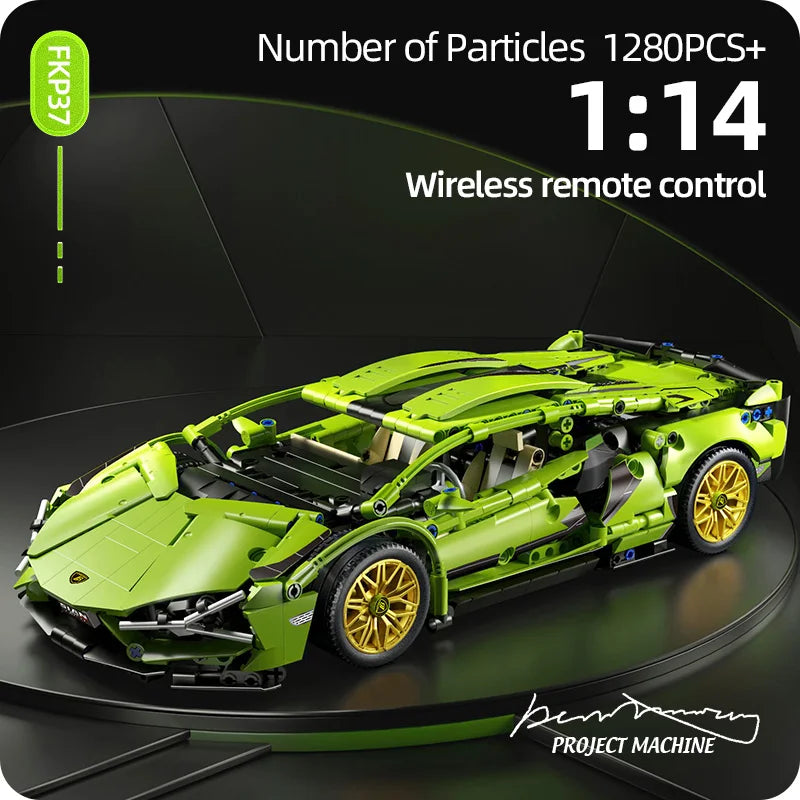 BowLift | Racing Supercar Building Blocks | 1280 Pieces, Wireless Control & Realistic 1:14 Scale Model for Kids and Adults