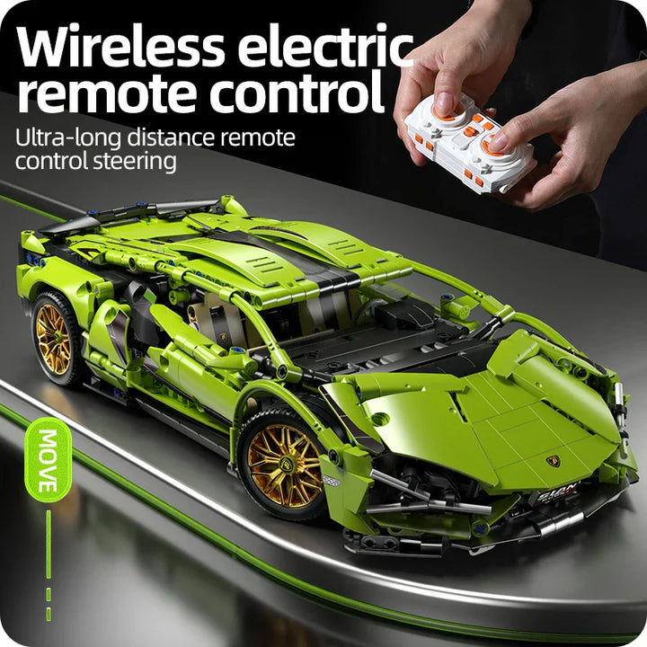 BowLift | Racing Supercar Building Blocks | 1280 Pieces, Wireless Control & Realistic 1:14 Scale Model for Kids and Adults