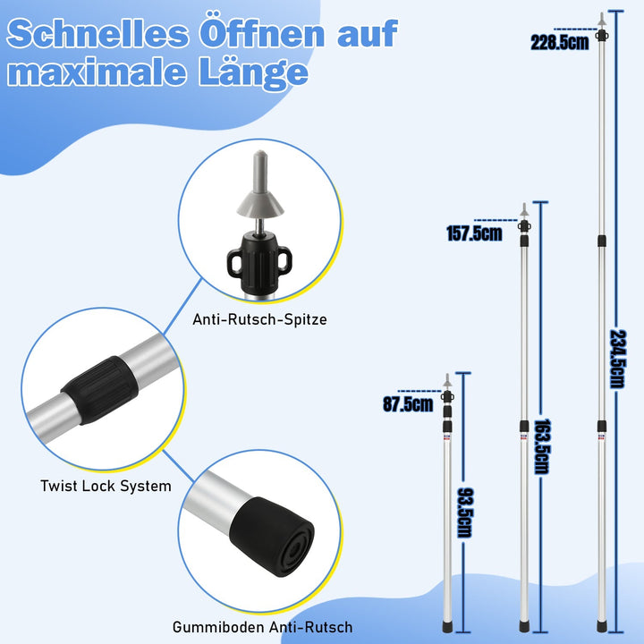 Telescopic pole for tents Adjustable Aluminum | Bowlift