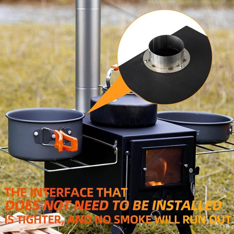 BowLift | Tent Wood Stove Small Wood Stove with 7 Stainless Chimney Pipes for Outdoor Heating & Cooking