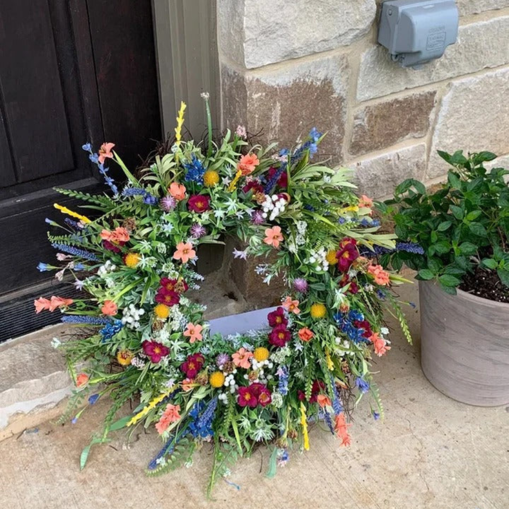 BowLift | Thanksgiving Wreath Grapevine Wildflower Door Wreath with Eucalyptus