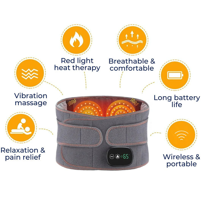 ThermaRelief Heated Belt for Back Pain | Red Light Therapy - Adjustable Belt - Relieves Back Pain - Relieves Muscle Tension - Improves Circulation Bowlift