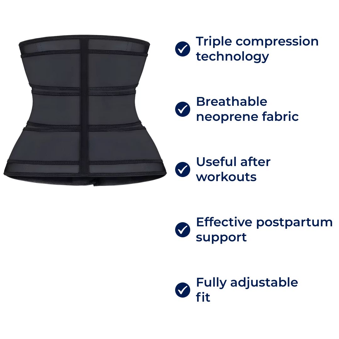 ThermoCore | Waist Trainer Belt – Triple Compression – Breathable Neoprene Fit – Post‑Workout & Postpartum Use Bowlift