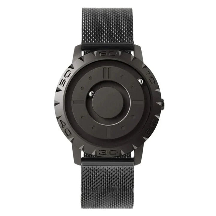 BowLift | Magnetic ball watch with stainless steel case & mesh bracelet - Futuristic time display for technology lovers
