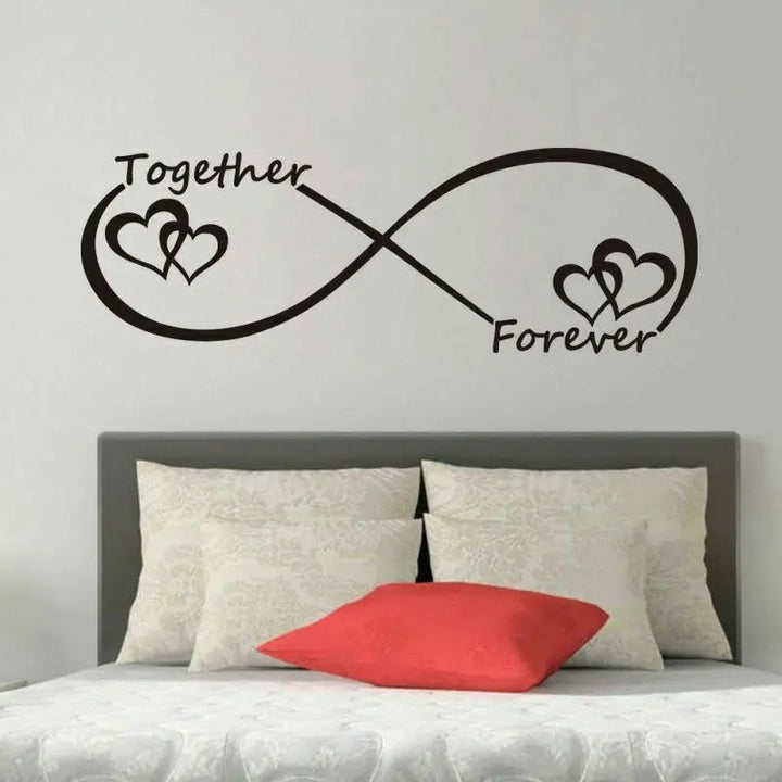 Together Forever Infinity Love Heart Wall Sticker For Bedroom Removable Peel and Stick Vinyl Wall Decal For Creative DIY Home Decor | Bowlift