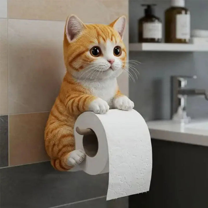 BowLift | CatCharm Toilet Paper Holder – Playful Wall Holder with Resin Cat Head