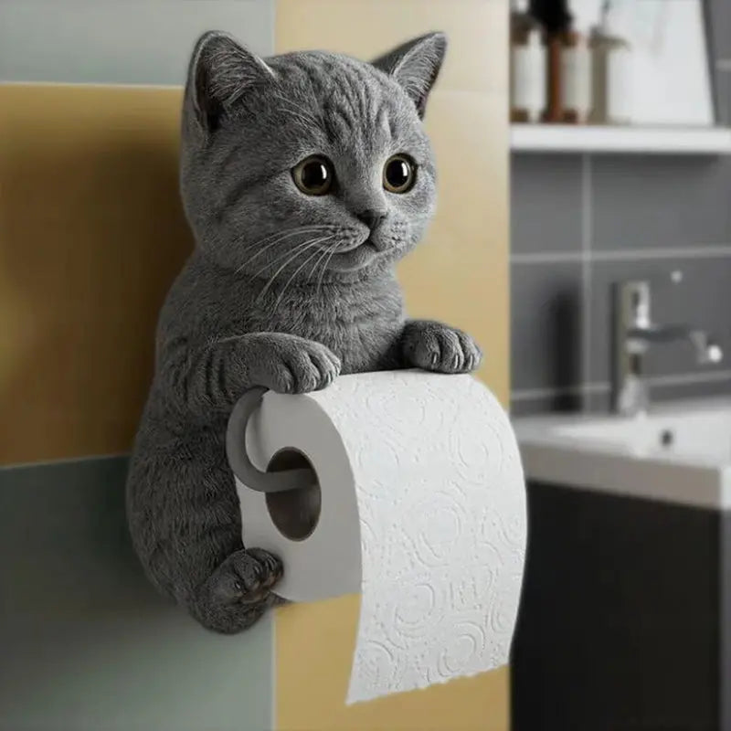 BowLift | CatCharm Toilet Paper Holder – Playful Wall Holder with Resin Cat Head