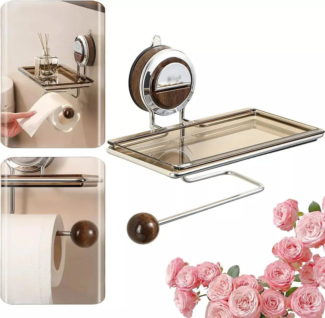 BowLift | Stainless Steel Toilet Paper Holder with Suction Mechanism – No Drilling