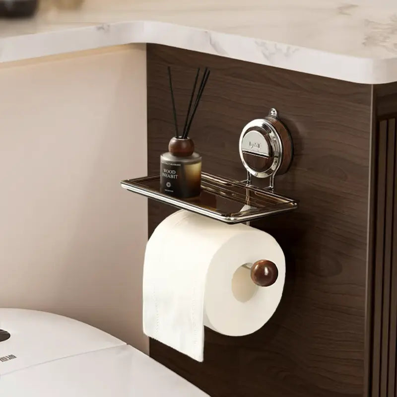 BowLift | Stainless Steel Toilet Paper Holder with Suction Mechanism – No Drilling