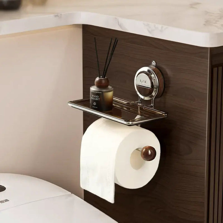BowLift | Stainless Steel Toilet Paper Holder with Suction Mechanism – No Drilling