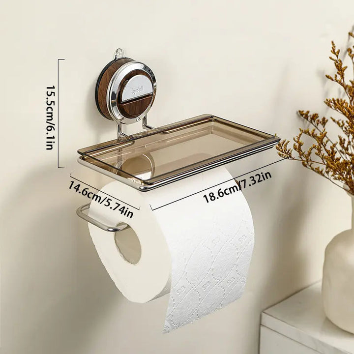 BowLift | Stainless Steel Toilet Paper Holder with Suction Mechanism – No Drilling