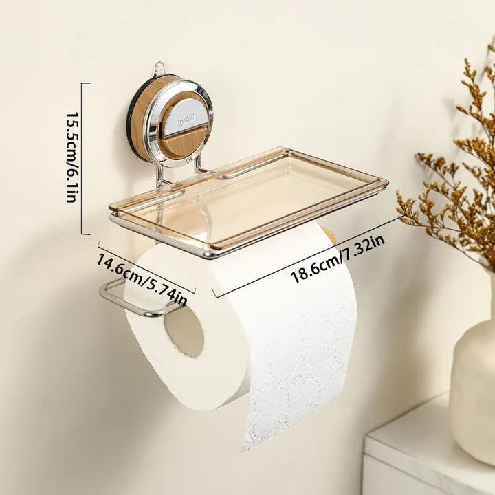 BowLift | Stainless Steel Toilet Paper Holder with Suction Mechanism – No Drilling
