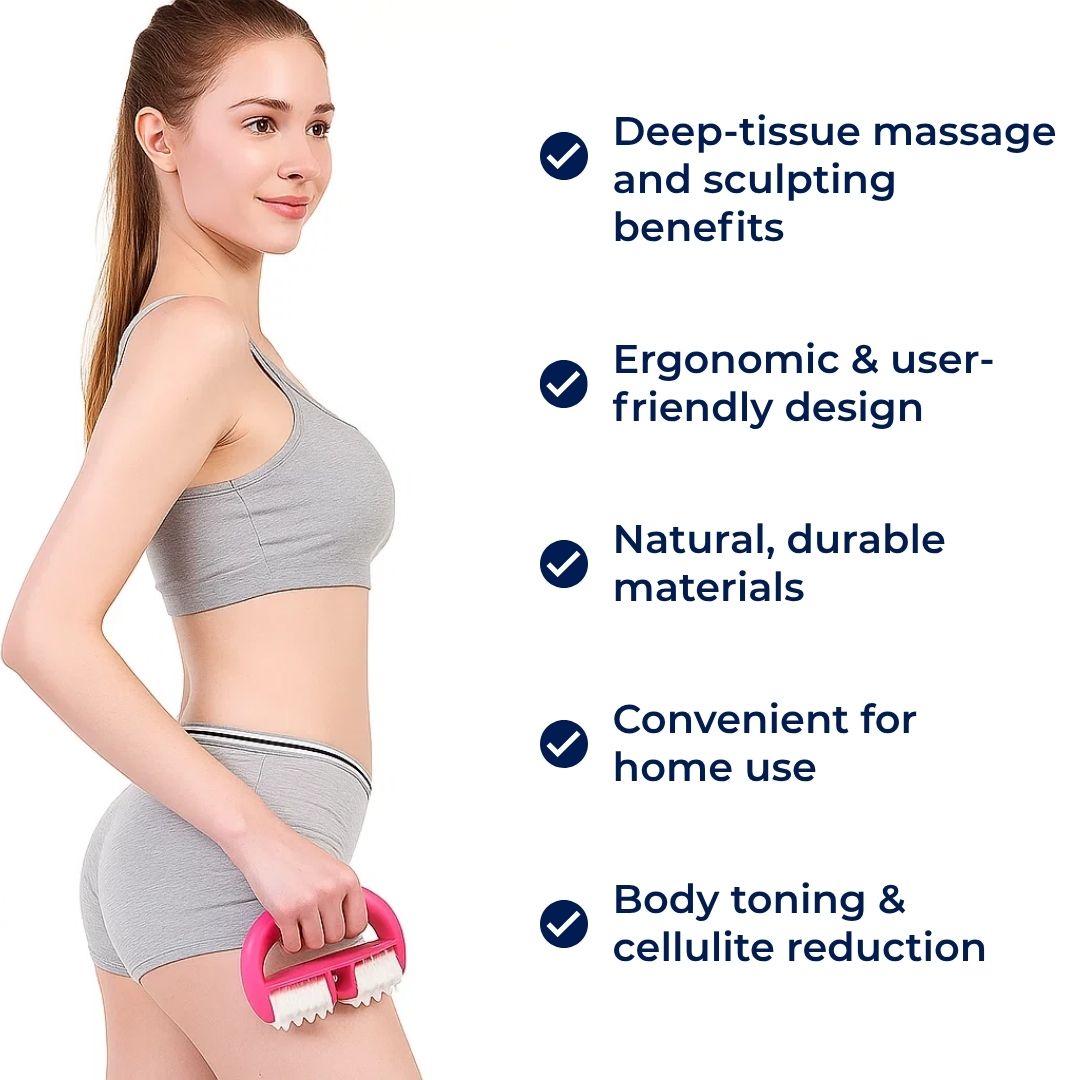 ToneWood | Cellulite Massage Roller – Deep‑Tissue Sculpt – Natural Wood – Home Body Toning Bowlift