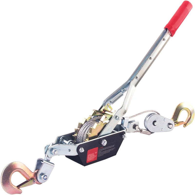 BowLift | 2 Ton Capacity Heavy Duty Come Along Tool with Dual Gears with 12FT Steel Cable 2 Hooks Hand Winch Tool