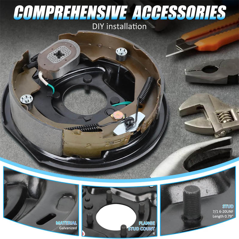 BowLift | Trailer Electric Brake with 2 right and 2 left brakes Axles size 7000 pounds 21003 10" X 2-1/4" 4 brakes