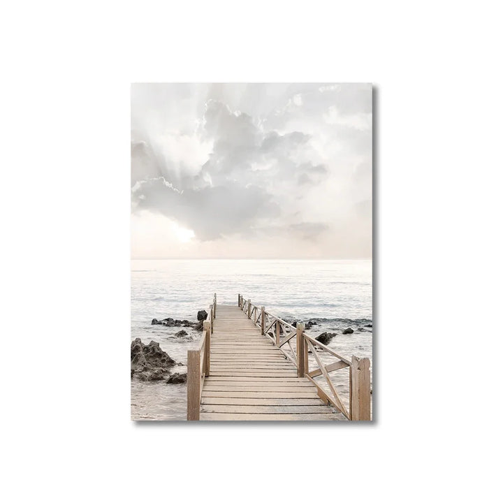 Tranquil Sea Grass Beach Seaside Landscape Wall Art Fine Art Canvas Prints Scandinavian Pictures Of Calm For Inspirational Living Room Decor | Bowlift