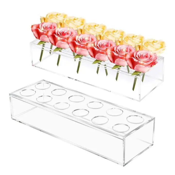 BowLift | Transparent Acrylic Flower Vase – 16-Hole Design