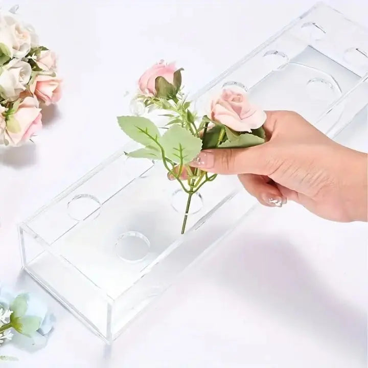 BowLift | Transparent Acrylic Flower Vase – 16-Hole Design
