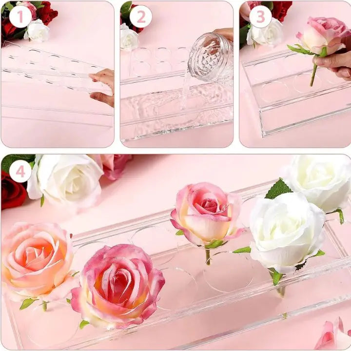 BowLift | Transparent Acrylic Flower Vase – 16-Hole Design