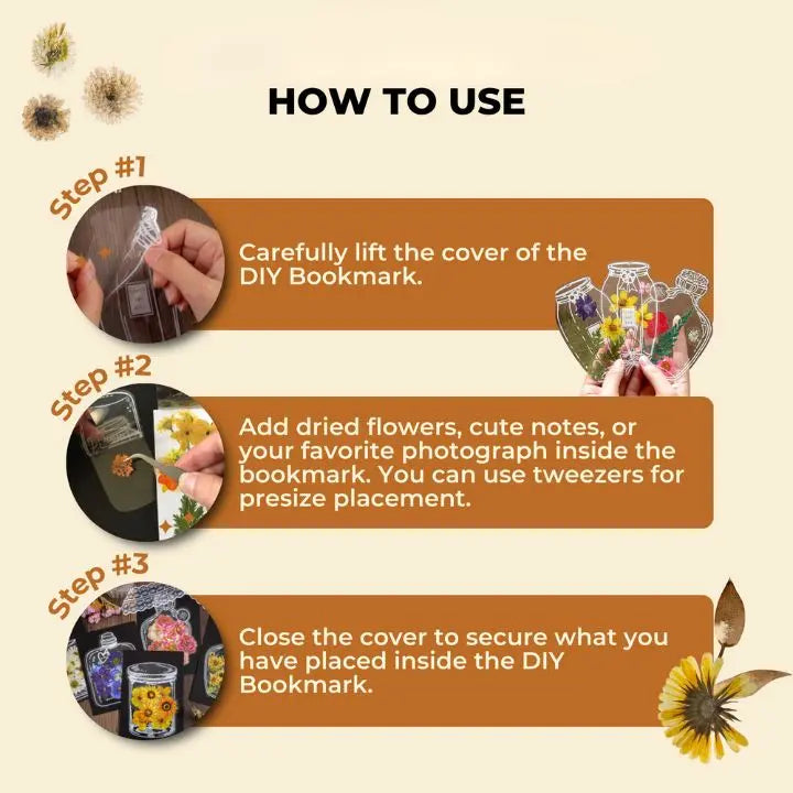 BowLift | Transparent Flower Bookmarks – 80-piece DIY Set