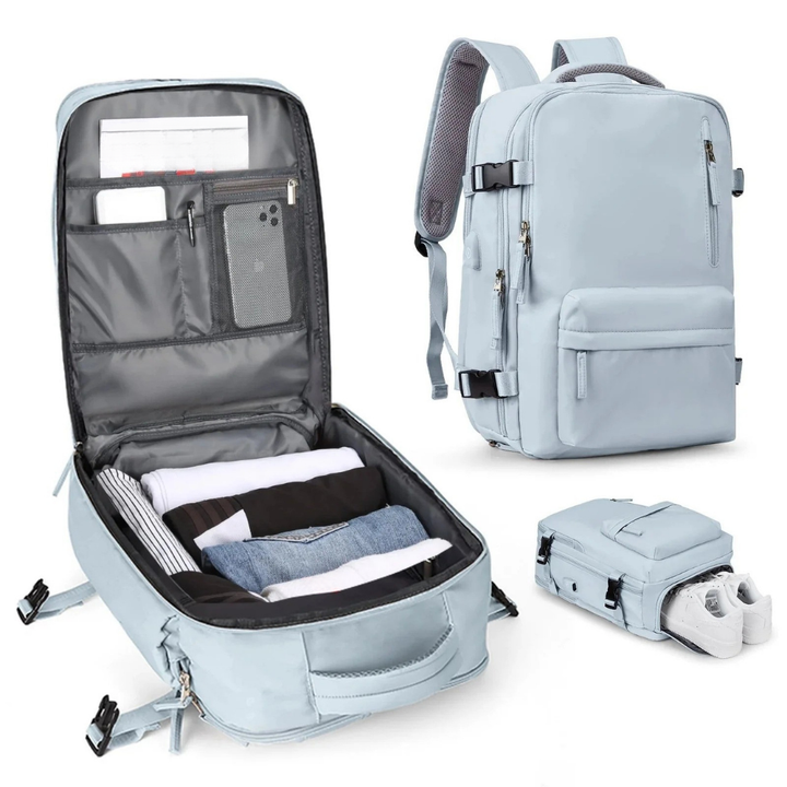 BowLift | Travel Rucksack Backpack | Large Compartments Shoe Pocket