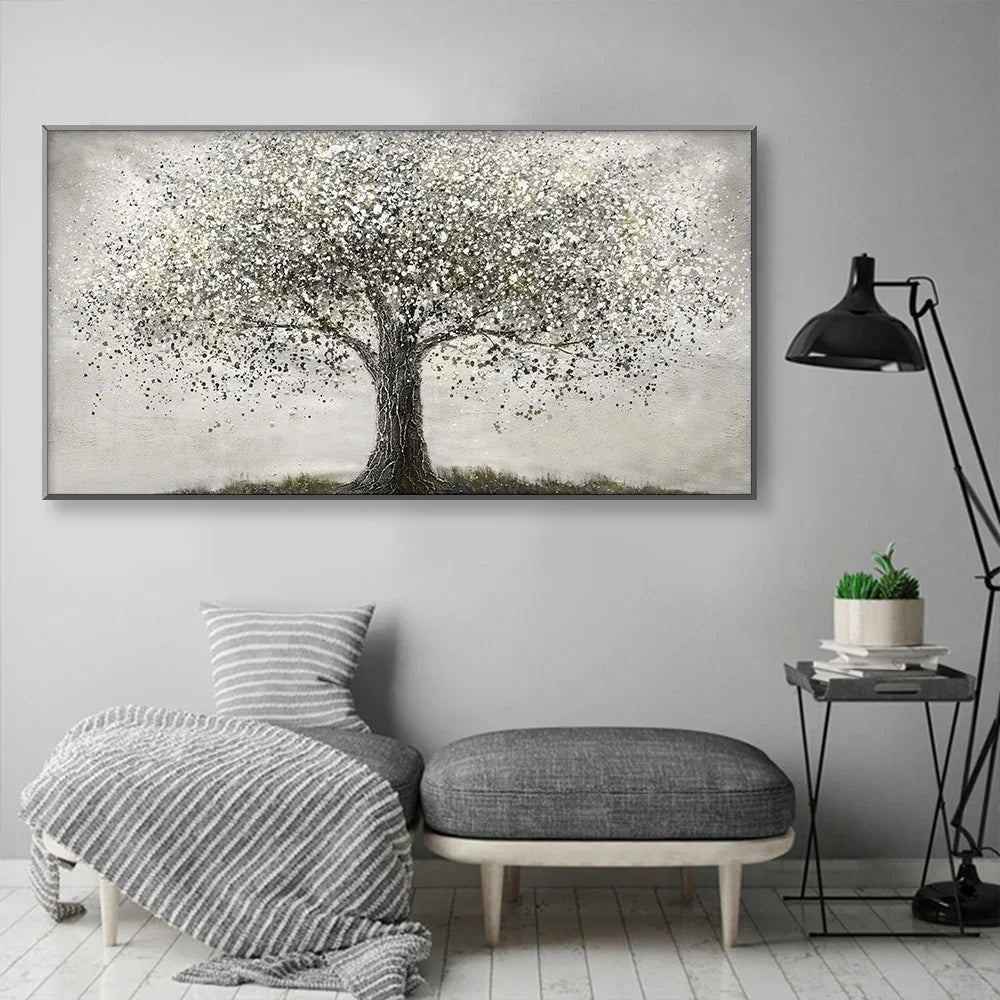Tree Of Life Wall Art Fine Art Canvas Print Modern Black and White Poster Picture For Living Room Bedroom Home Office Art Decor | Bowlift