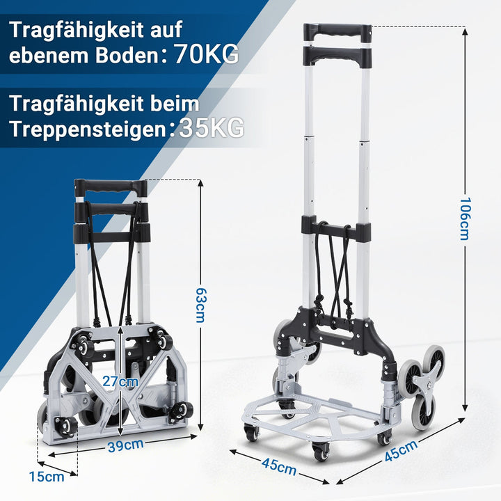 Stair Climber Trolley Foldable Stair Hand Truck up to 75kg | Bowlift