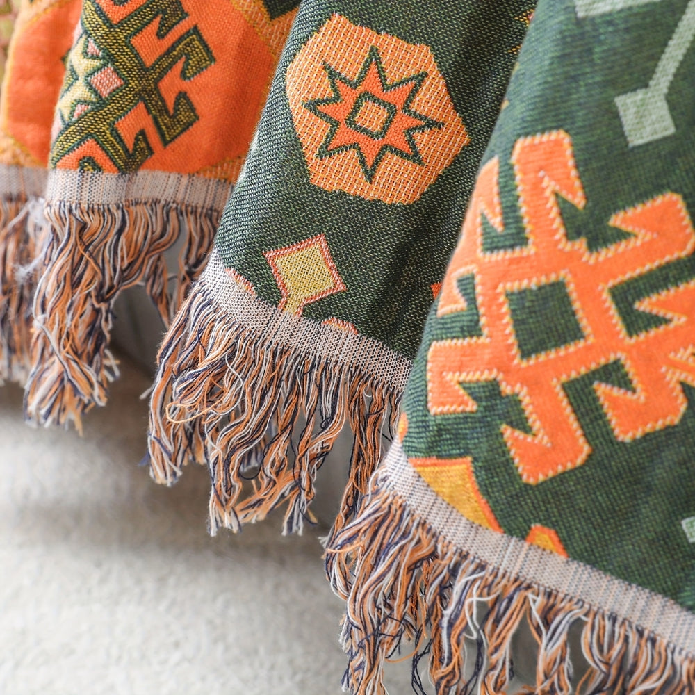 BowLift | Tribal-Inspired Soft Geometric Fringe Blanket