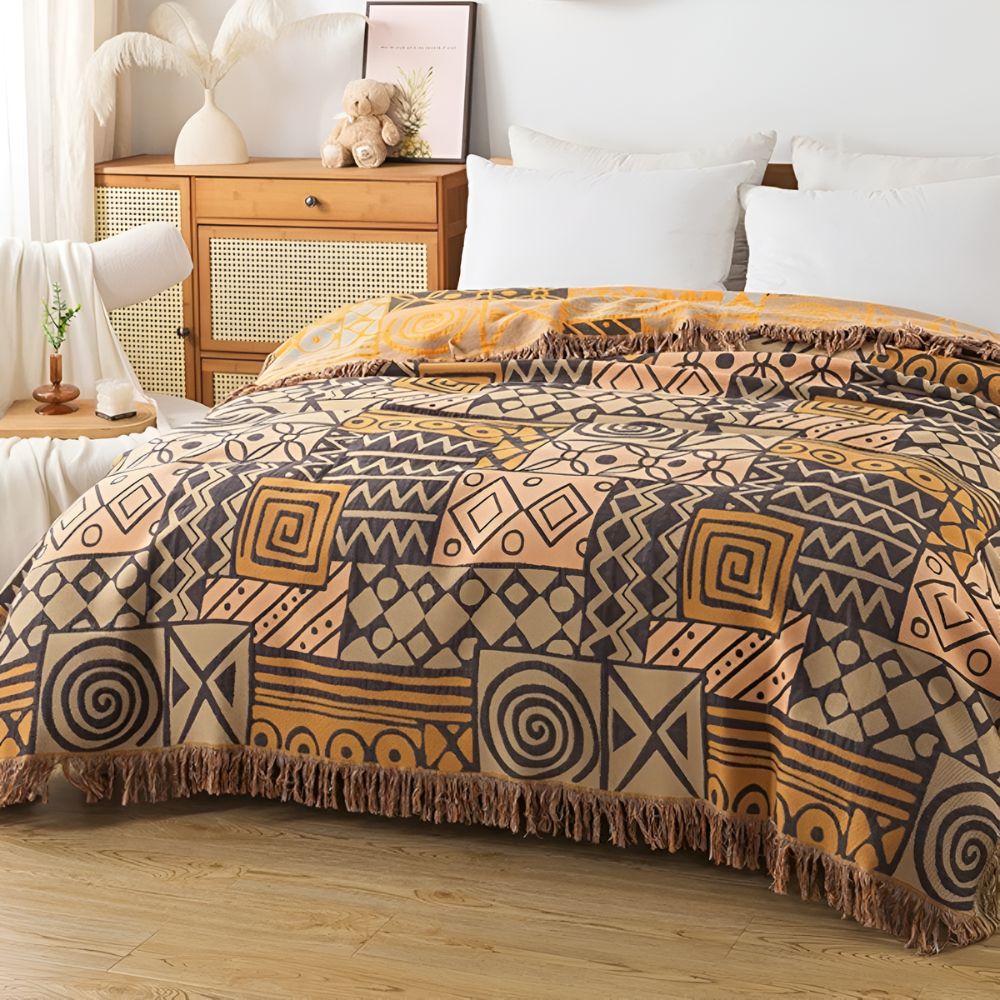 BowLift | Tribal Patchwork Reversible Tassel Cotton Blanket