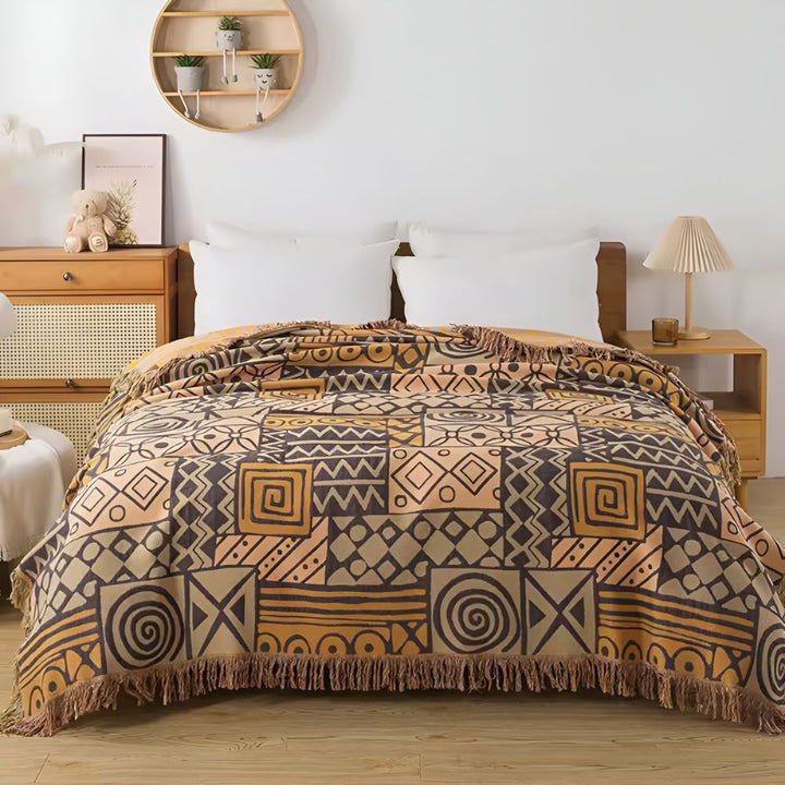 BowLift | Tribal Patchwork Reversible Tassel Cotton Blanket