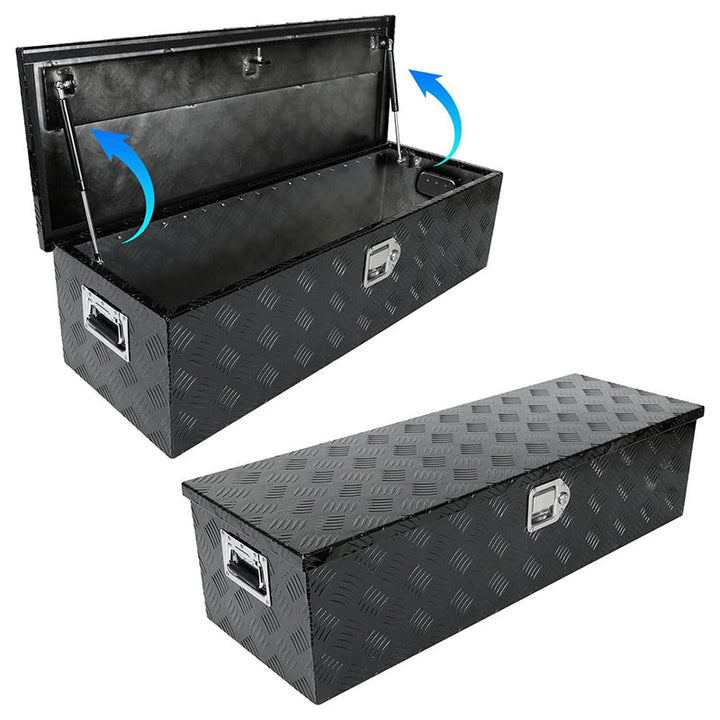 BowLift | 39" Heavy Duty Aluminum Stripes Plated Tool Box Pick Up Truck Toolbox Storage Organizer with Side Handle, Lock and Keys