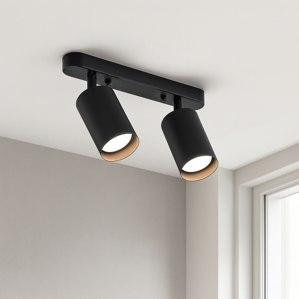 BowLift | TwinGlow Rotating Ceiling Lamp – Adjustable 2-Head Modern Spotlight