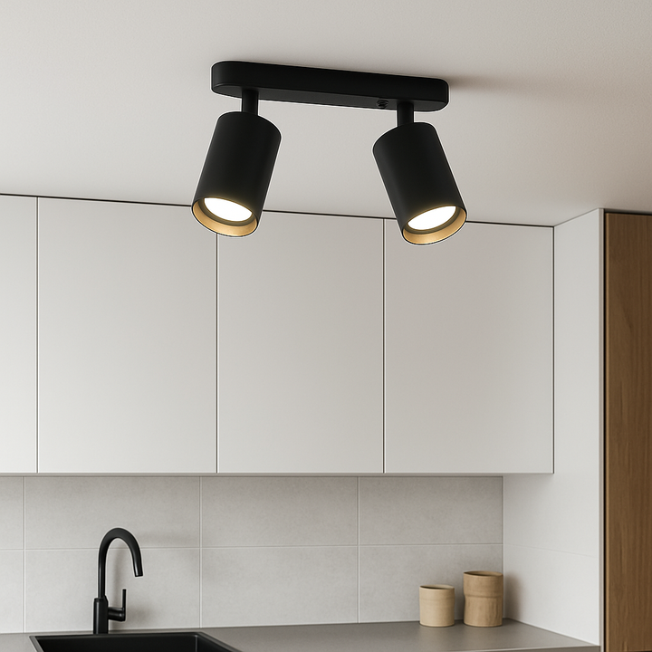 BowLift | TwinGlow Rotating Ceiling Lamp – Adjustable 2-Head Modern Spotlight