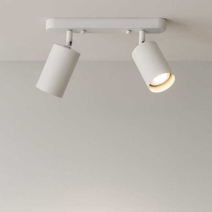 BowLift | TwinGlow Rotating Ceiling Lamp – Adjustable 2-Head Modern Spotlight