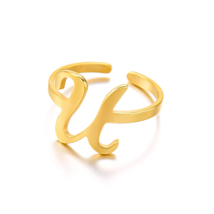 BowLift | Adjustable Italic Cursive Letter Initial Ring