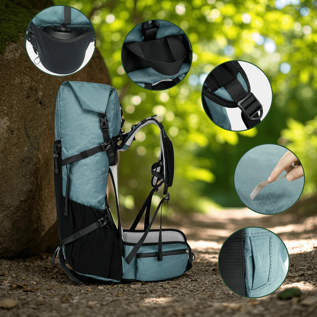 BowLift | Ultralight 50L adventure backpack with rolltop and ripstop nylon