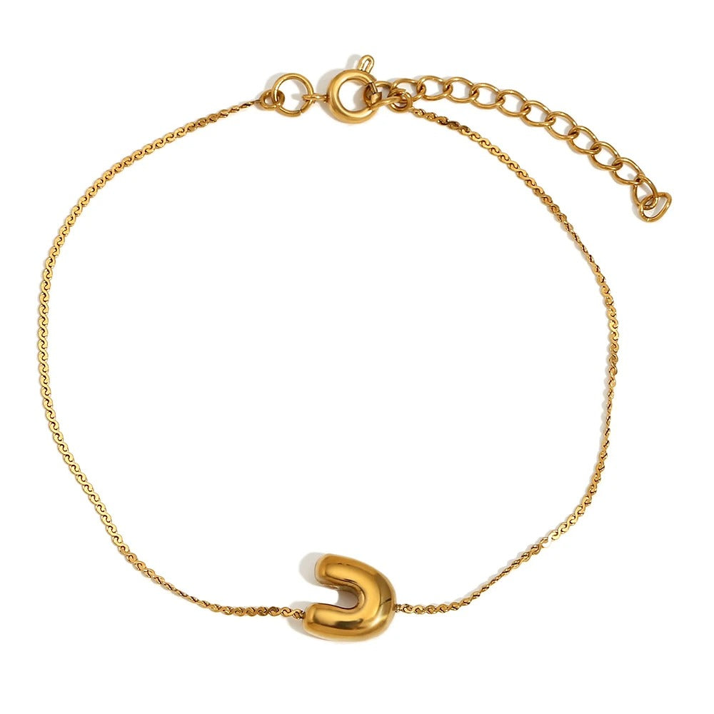 BowLift | Dainty Bubble Letter Initial Bracelet
